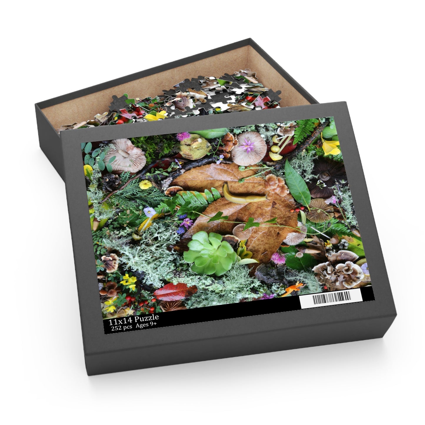 Forest Floor Nature Puzzle — Banana SLugLeaves, Mushrooms & Moss (120/252/500 pc)