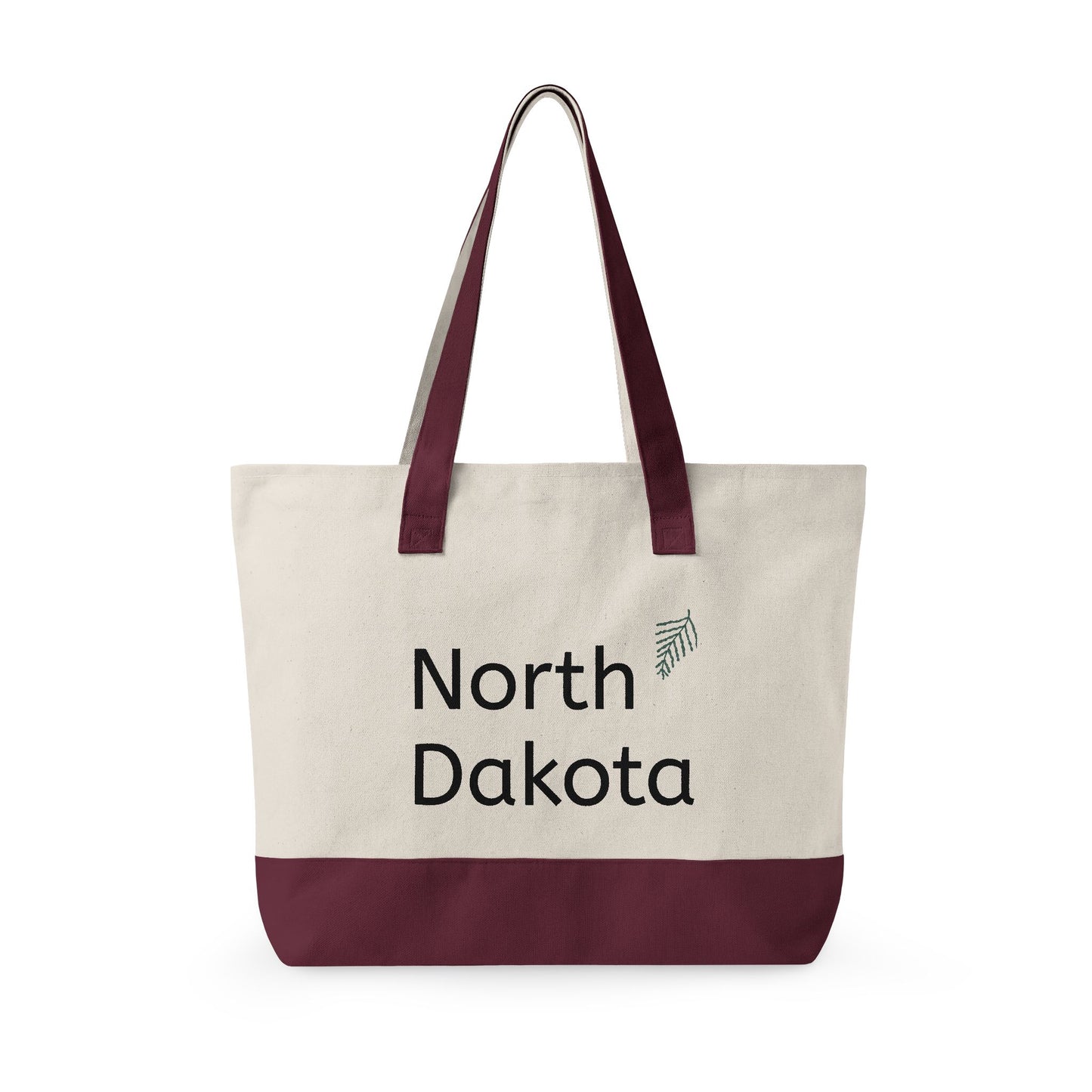 North Dakota Zippered Canvas Tote Bag — Floral State Pride Market Tote