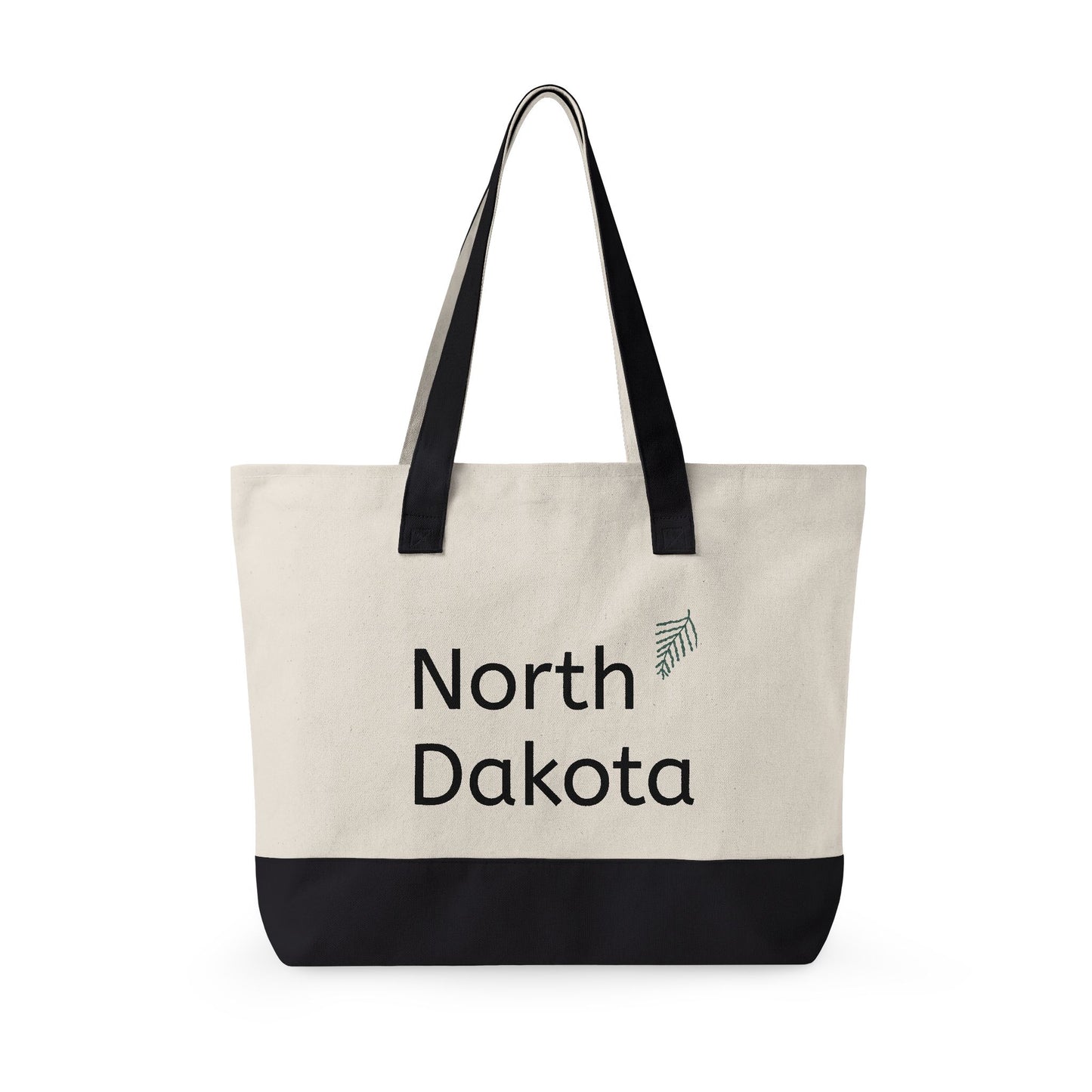 North Dakota Zippered Canvas Tote Bag — Floral State Pride Market Tote