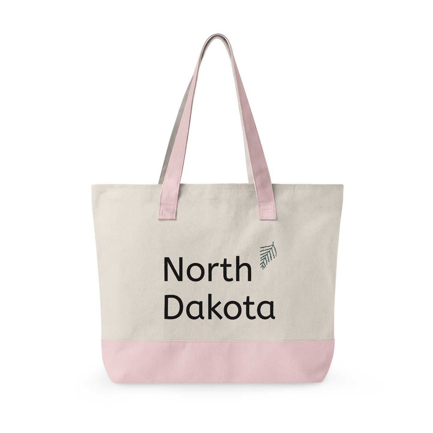 North Dakota Zippered Canvas Tote Bag — Floral State Pride Market Tote